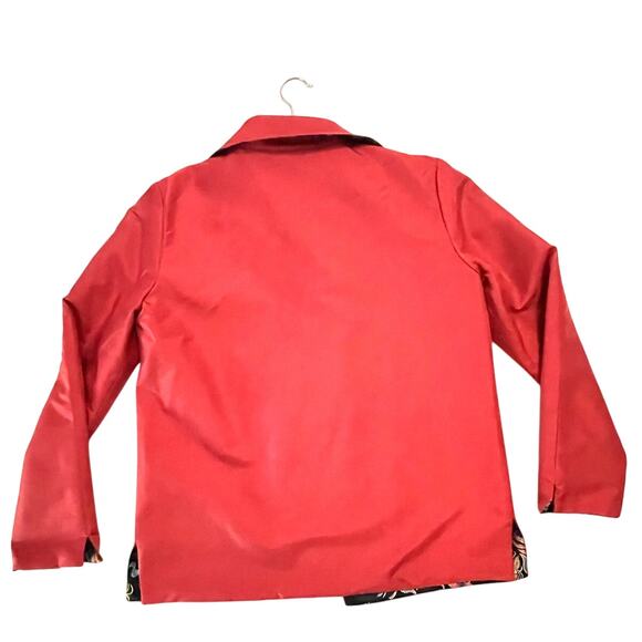 Reversible Satin Blazer - Women’s Est. M Oriental Floral Print & Solid Red - EUC - Picture 4 of 8